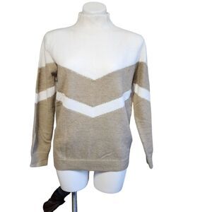 Angashion Sweater M tan & white Comfy Neutral NWT